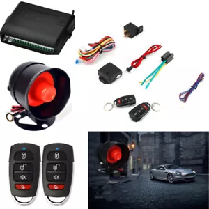 Car Vehicle Alarm Protection Burglar System Keyless Entry Siren 2 Remote Control - Picture 1 of 10