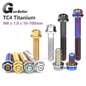 M6 x 10-100mm TC4 Titan Schrauben Flansch Außensechskant für Fahrrad-Motorrad - Picture 1 of 8