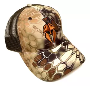 KRYPTEK TAN SPARTAN HELMET 3D LOGO MESH TRUCKER ADJUSTABLE CURVED BILL HAT CAP - Picture 1 of 4