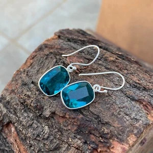 925 Sterling Silver Apatite Earring Bridesmaid Gift Daily Wear Women Earring - Picture 1 of 6
