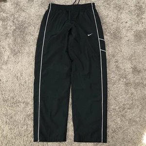 Nike Track Pants Mens L Black Striped Mesh Windbreaker Ankle Zips 341585-011 - Picture 1 of 13