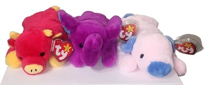 Ty Beanie Babies - SET of 3 (SNORT II, SQUEALER II & PEANUT II) 30th Anniversary - Image 1 of 4