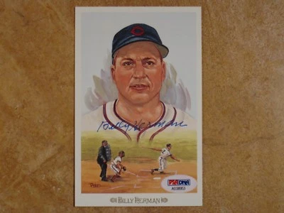 BILLY HERMAN HOF/1975 PEREZ STEELE CELEBRATION SIGNED AUTOGRAPH POSTCARD PSA    - Image 1 of 2