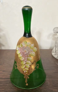 Vintage Glass Hand Made Bell, Yellow Gold Floral Made in Italy - Picture 1 of 8
