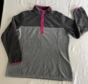 Columbia Jacket Womens Sz 1X  Gray Pink Colorblock Fleece Pullover 1/4 Snap - Picture 1 of 9