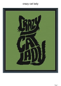 Crazy cat lady blanket pattern 50x60", written and graph pattern included - Picture 1 of 1