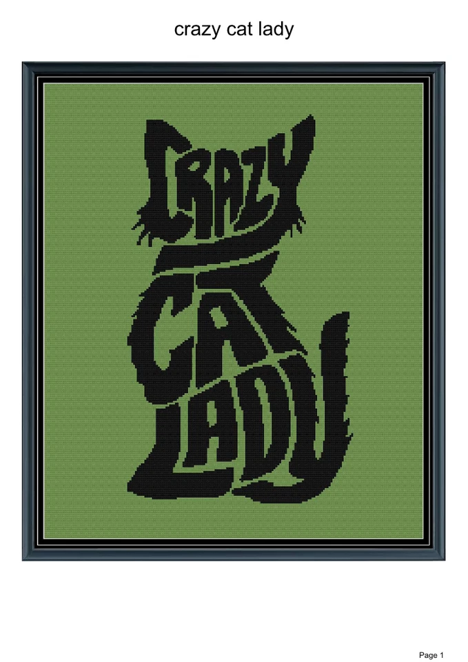 Crazy cat lady blanket pattern 50x60", written and graph pattern included - Image 1 of 1