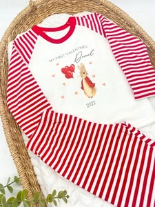 Personalised Red Rabbit Valentines Day Pyjamas - Picture 1 of 7