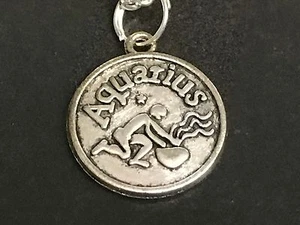 Zodiac Aquarius Charm Tibetan Silver Necklace 18"  - Picture 1 of 2