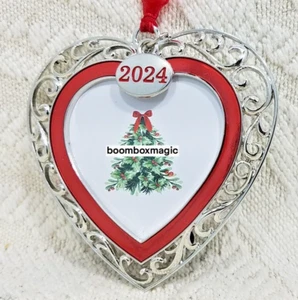 2024 ADORNO DE ÁRBOL DE NAVIDAD MARCO DE FOTOS PLATA Y ROJO FIESTAS SENTIDAS - Imagen 1 de 10
