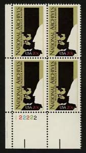 US 1984 #2081 National Archives 20c Plate Block of 4 Mint NH MNH - Picture 1 of 2