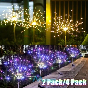 Solar Fireworks Starburst Fairy Lights Stake Lamp Outdoor Garden Path Lawn Decor - Picture 1 of 42