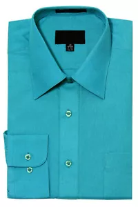 NEW Men's Regular Fit Long Sleeve Solid Color Dress Shirts - 19 Colors - Picture 1 of 21