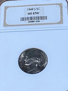 1949-S JEFFERSON NICKEL NGC MS67 - Picture 1 of 4