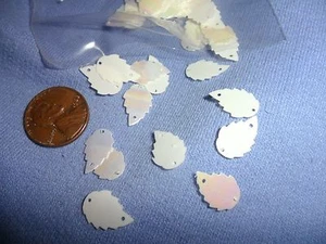 Vintage Small Irridencent White Leaf Plastic sequin - 60 pcs. - Picture 1 of 1