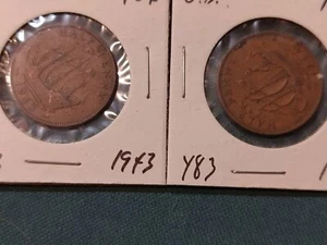 1943 1/2 Half Penny Bronze UK Great Britain George VI Boat Ship And 1944 2 Coins - Picture 1 of 6