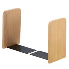 Wood Bookend with Metal Base, 2 Pcs Square Head Book Ends, Beech Wood