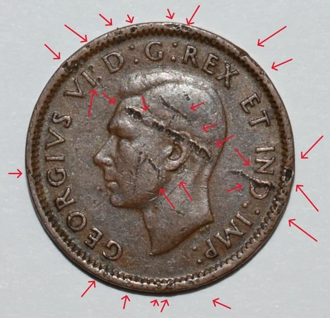 1943 Canada One Cent Errored Multi Errored Bronze Coin Penny Cover