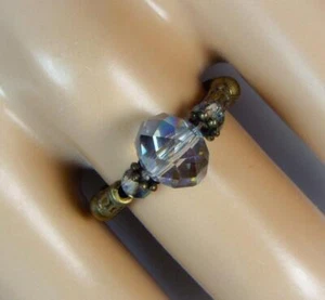 "ANILLO ELÁSTICO CYNTHIA LYNN ""NOSTÁLGICO"" VIDRIO MULTICOLOR CRISTAL BRONCE CUENTAS - Imagen 1 de 1