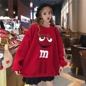 Harajuku giacca cappotto spesso con cappuccio coreano top pigri felpa donna felpe con cappuccio plus - Foto 1 di 8