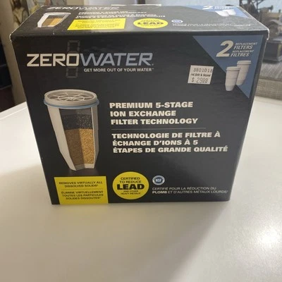 ZeroWater 5 Stage Replacement Filters 2pk Advanced Filtration - New zbd - Image 1 of 2