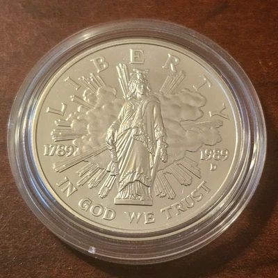 1989-D Congress Commemorative Dollar  Brilliant Uncirculated Silver $1 Coin - Image 1 of 2