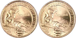 2017 P&D Sequoyah Native American Dollar 2 Coin Set BU Uncirculated $1 - Picture 1 of 2
