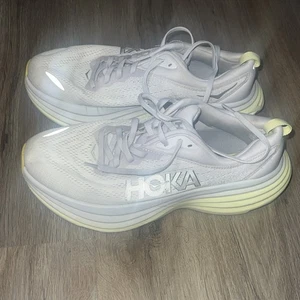Hoka One One Shoes Womens 9.5 B Bondi 8 Athletic Running Sneakers Off White - Picture 1 of 9