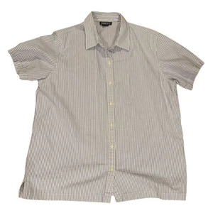 Vintage Lands End Damen blau weiß gestreift Seersucker Knopf Shirt Top 16 passt 14 L - Bild 1 von 3