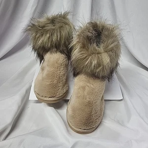 Pretty You London Damen Kunstfell Elsa Camel Slipper Bootie-Größe 5/6 - Bild 1 von 11