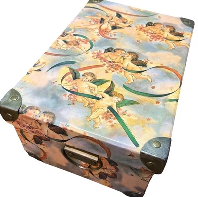 Vintage Y2K Gold Celestial Cherub Storage Box Whimsigoth 90s Witchy Brass - Image 1 of 4