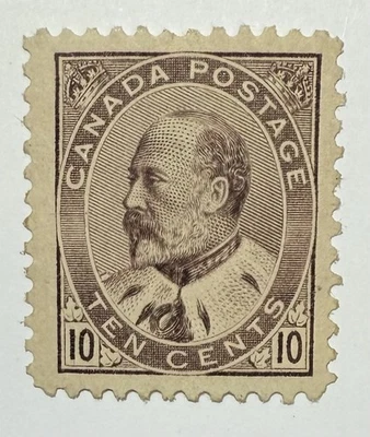 Canada #93 1903 10c brown lilac Edward VII, MRG/VF; $800 UCV - Image 1 of 3