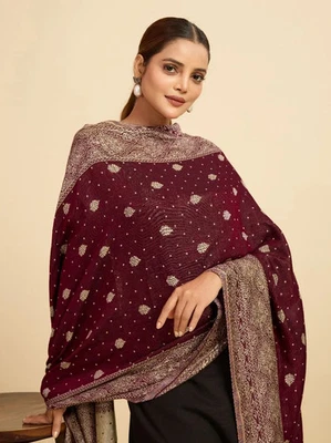 Maroon Women's 100% Soft Viscose Woven Women's Scarf, Stoles Shawls (28" x 80") - Image 1 of 4