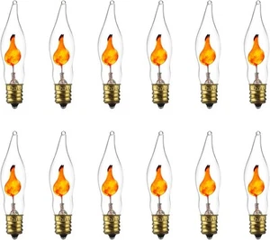 Sunlite Petite Chandelier Flicker Flame Light Bulb 12 Count (Pack of 1) - Picture 1 of 9
