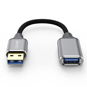 Cable de extensión USB corto de 6 pulgadas, un extensor 3,0 macho a 0,5 pies, gris - Imagen 1 de 8