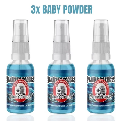 3x Blunt Effects Blunteffects BABY POWDER Spray Concentrated Air Freshener