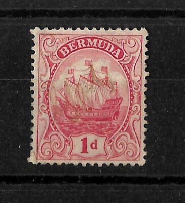 Bermuda, 1922 KGV ship, wmk Mult Script CA, 1d red type i  LMM  (B086) - Image 1 of 3