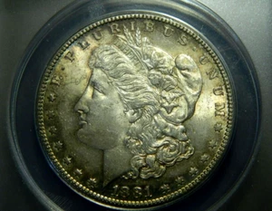 DÓLAR MORGAN 1881-S ANACS MS63 ~ VSS VAM 9 (doble y con picos 8) ~ (Lote #1-9) - Imagen 1 de 8