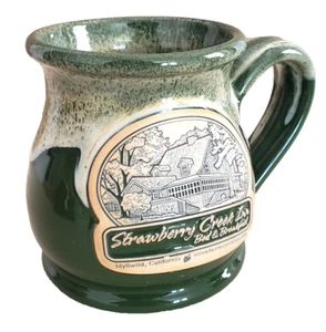 Deneen Pottery Strawberry Creek Inn Idyllwild Cal Stoneware Green Mug Handthrown - Picture 1 of 8