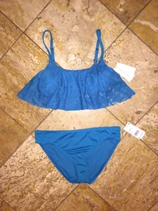 Costume da bagno bikini Kenneth Cole Reaction blu all'uncinetto set 2 pezzi donna S nuovo con etichette - Foto 1 di 8