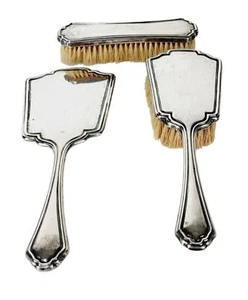 Antiguo juego de tres piezas de cepillo de pelo con espejo de plata esterlina Camuso - Imagen 1 de 19