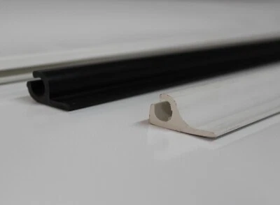 CSK-TEAM PVC Kederschiene Kunststoff für 7,5-8,5mm Keder in Schwarz&Weiß 1 Meter