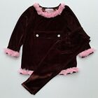 Greggy Girl 2-piece Brown Chocolate Velvet Rosette Christmas Outfit Size 6