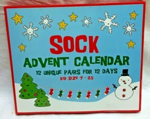 12 Days Of Unique Kids Christmas Socks Size 7-8.5 Advent Calendar Holiday Fun - Imagen 1 de 6