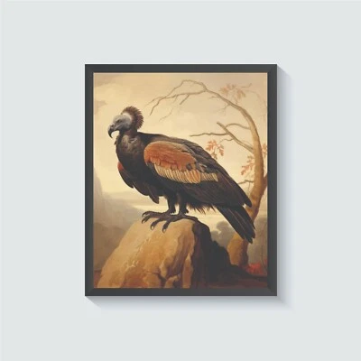 Pôster vintage com estampa de arte de pássaro abutre pintura de arte de parede - Imagem 1 de 4