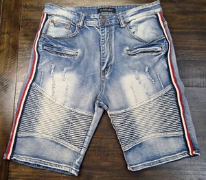 M.Society Distressed Tuxedo Side Stripe Urban Street Shorts Men's Sz 36 - Picture 1 of 10