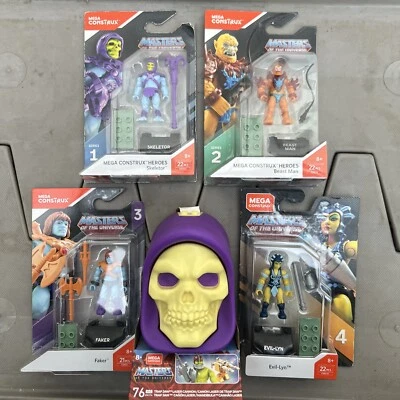 Mega Construx Masters of the Universe 4x Minifigure Lot + Skeletor Head ~NiP - Image 1 of 4