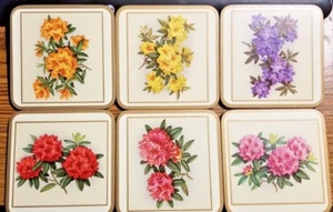 6 Colorful Rhododendrons Coasters Cork Backed 4.125" Square - Picture 1 of 8