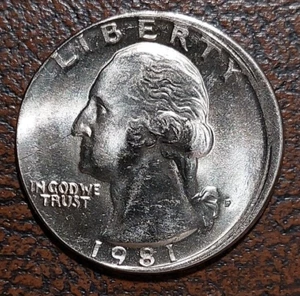 1981-P Off Center Washington Quarter US Error Coin Uncirculated - 0207 - Picture 1 of 4