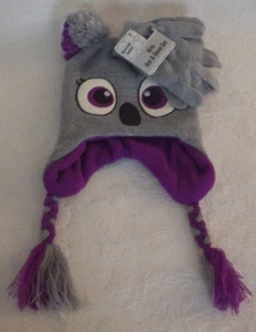 Bear Toddler Girls Hat & Glove Set NWT New Light Gray 7" Side to Side - Picture 1 of 3